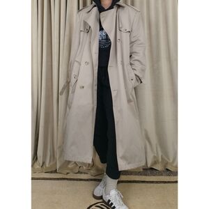 Vintage Misty Harbor Classic Boyfriend Beige Trench Coat with Detachable Lining